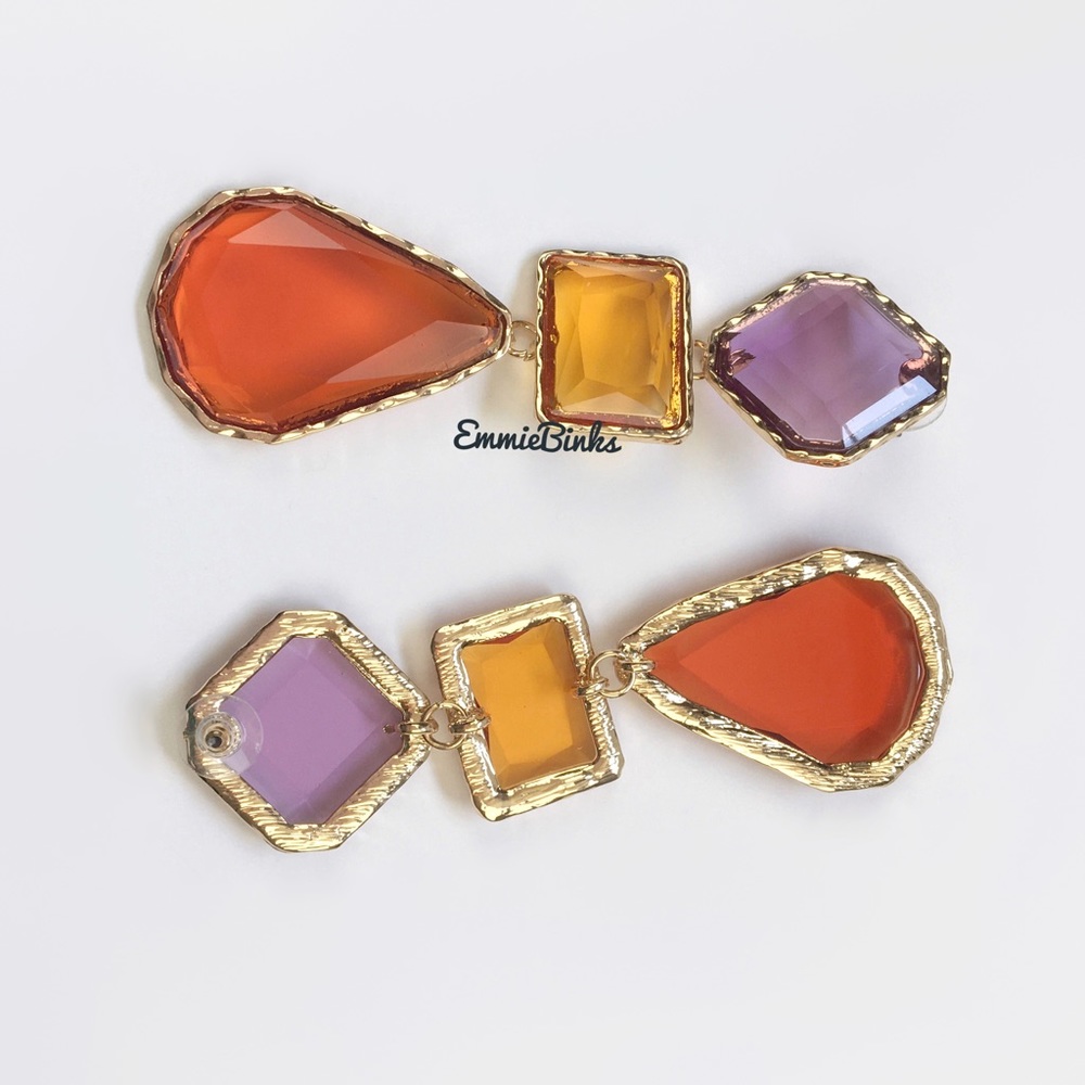 New Zara Resin Drop Earrings ~ New Colors: Clear or Tricolor - Picture 9 of 16